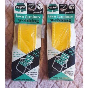 2 Vtg Yellow Lawn Furniture Webbing by ru/son New in Box, 17ft Each